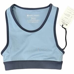 Parks Project Glacier Trail Blue Gray Crop Top Racerback Sports Bra S NEW Tags